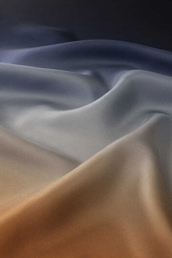 Bursa İpek Μπλε Navy Bronze Gradient Twill Μεταξωτό Φουλάρι