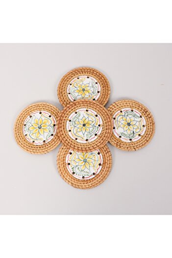 Mylamp Rattan Çerçeveli 6 lı SET  Nihale & Masa veya Duvar Dekoru 12 cm