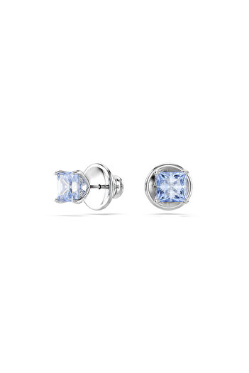 Swarovski Matrix düğme Küpeler, Kare kesim, Mavi, Rodyum kaplama