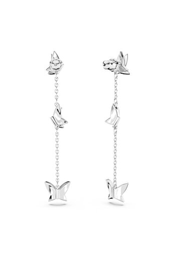 Swarovski Idyllia Lilia damla küpeler, Kelebek, Mavi, Rodyum kaplama