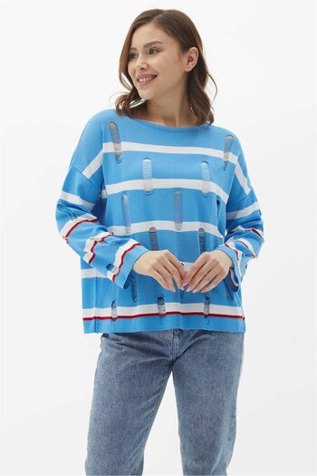 Two Mail Blue Ripped Blouse