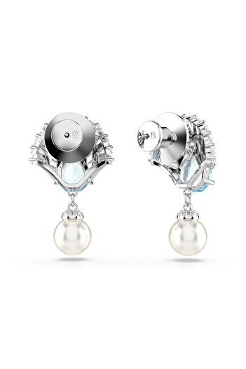 Swarovski Idyllia damla küpeler, Kristal inci, Deniz Kabuğu, Mavi, Rodyum kaplama