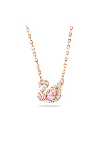 Swarovski Swan Kolye, Kuğu, Pembe, Pembe altın rengi kaplama