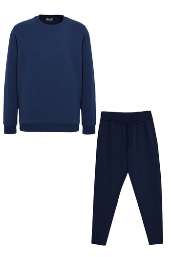 George Henry 2-Piece Cotton Set - 3 Thread Crew Neck, Keep Warm Standard Fit