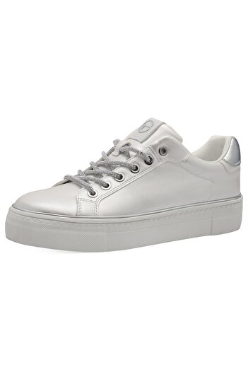 Tamaris Damen Low Sneaker Low Top 1-23751-44 Weiß 101 White Pearl Kunstleder