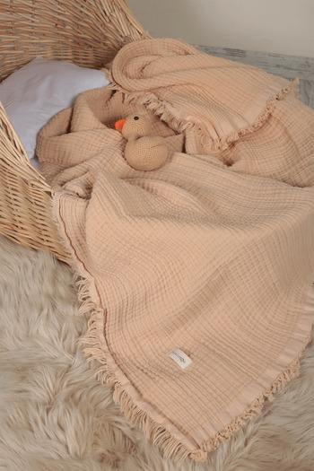 Müslingo 90X120 cm Muslin Blanket - 4 Layer, Tasseled Ze4 Layer