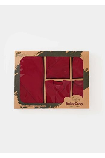 BabyCosy Set de 10 piese pentru nou nascut - 100% bumbac organic - Rosu, BabyCosy