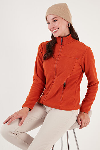 Lela High Collar Zipper Pocket Fleece Cardigan Women's Fleece 5907002