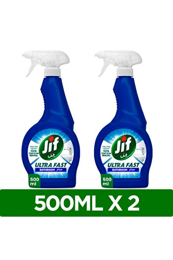 Jif Ultra Fast Cleaner Spray, For Bathroom, 100% Soap & Limescale Removal, 500ml X2