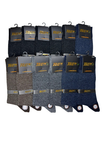 TOLIN Men's 12-Pack Socks Sheep Wool Lambswool Colorful 19602