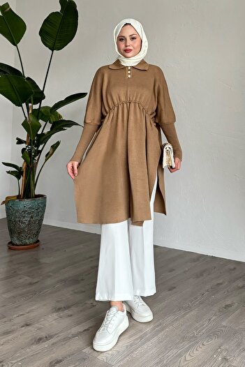 InStyle Μπαλόνι μανίκι Camel Poncho
