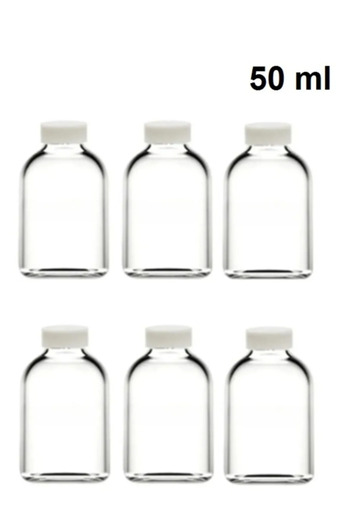 E Züccaciye 50ml Glass Ginger Shot Detox Bottle - 6 Pieces, Plastic Lid, Multi-Purpose