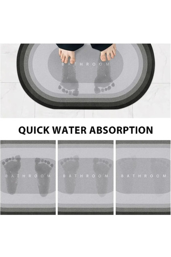 AYGÖREN HOME Gray - Magic Water Absorbent Bath Mat Non-Slip Base Foot Mat 40x60