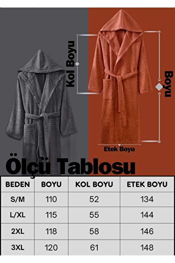 Rebeka Home Collection Μπουρνούζι Nature Anthracite με κουκούλα