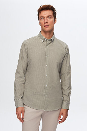 D'S Damat Πουκάμισο Ds Damat Slim Fit Khaki Gingham