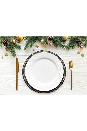 Klappe Design Set of 6 Christmas Design American Service Wicker Plates 35cm