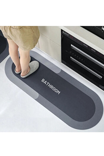 BEYZANA Large Size Gray Mat - Oval Long, Magic, Water Absorbent Base, 40*120