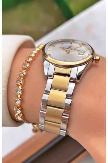 Daniel Klein Brand Yellow Silver Color Women's Wristwatch - Bracelet Gift