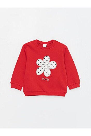 LC Waikiki Lcwk Crew Neck Long Sleeve Printed Baby Girl Sweatshirt 2-Piece