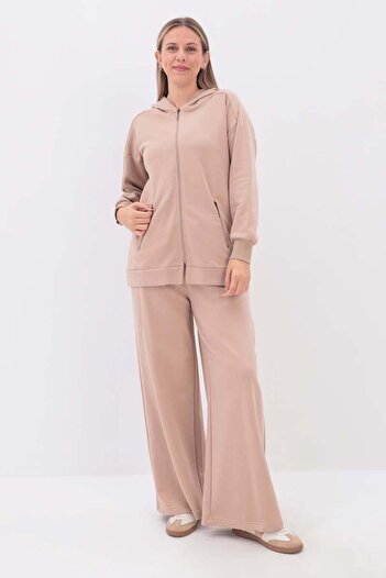 ALLDAY Beige-Pocket Zipper Detail Tracksuit