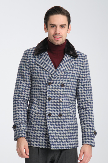 Frappoli Thick Men's Stamp Coat Eyelet Patterned Slim Fit