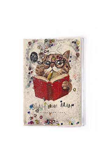 VUKİ Patterned A5 Notebook with Glitter and Watery Cover