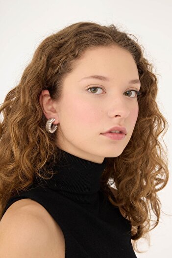 DeFacto Set of 2 Matte Silver Women's Earrings - E1333Axns