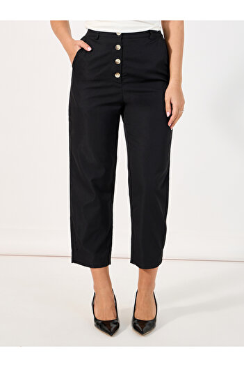 Styli Elastic Back Tapered Pants with Buttons