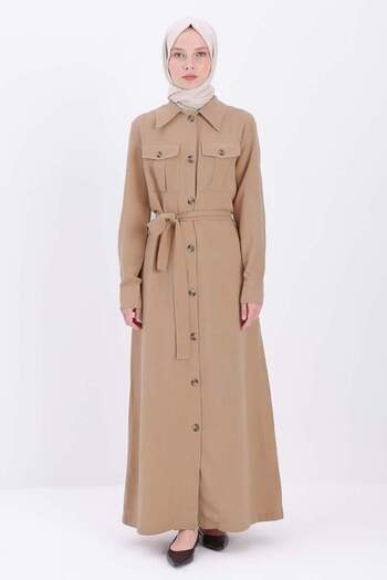 ALLDAY Mink-Pocket Belted Ferace