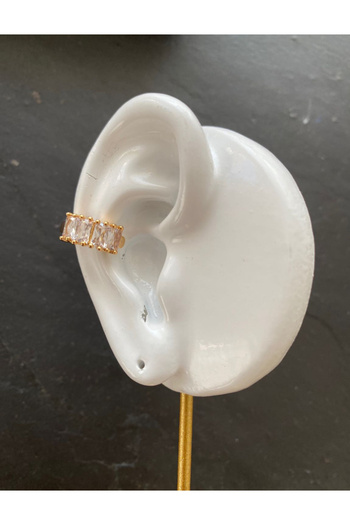 stainless steell Delik Gerekmeyen Taşlı Gold Kıkırdak Küpe Earcuff