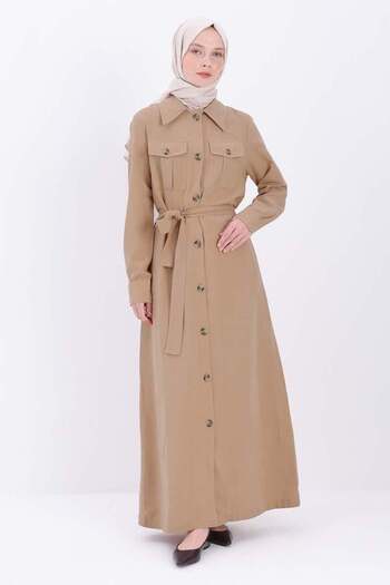 ALLDAY Mink-Pocket Belted Ferace