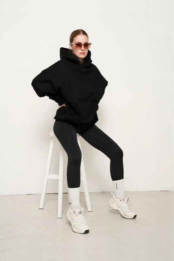 The Champ Clothing Φούτερ με κουκούλα Fleece Μαύρο Unisex Oversize Hoodie