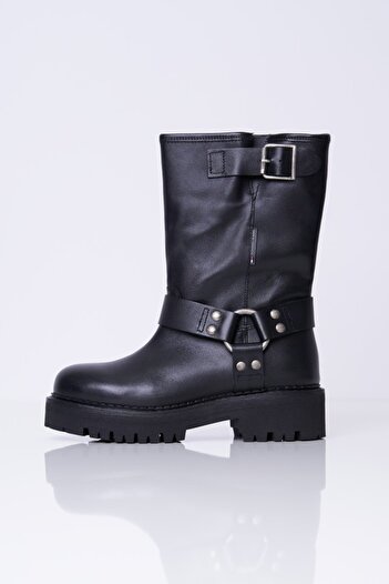 Tommy Jeans Městská motorkářská bota Tjw – kůže