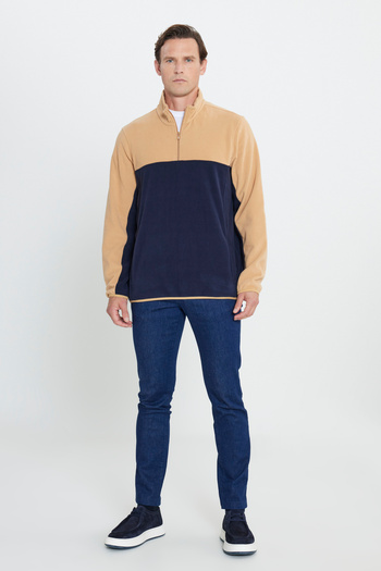AC&Co / Altınyıldız Classics Men's Caramel-lacquer Standard Fit Regular Cut Daily Comfortable Double Color Fleece Sports Sweatshirt