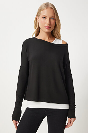Happiness İstanbul Schwarze Strick-Tanktop-Bluse – Damen EN00619