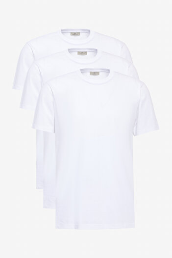 George Henry Unisex 3-Piece 100% Cotton Slim Fit Slim Fit Crew Neck White T-Shirts Pack