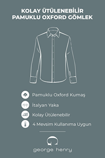 George Henry Πακέτο με 2 βαμβακερά πουκάμισα Oxford Slim Fit με κλασικό γιακά με μοτίβο