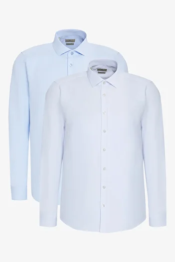 George Henry Πακέτο με 2 βαμβακερά πουκάμισα Oxford Slim Fit με κλασικό γιακά με μοτίβο