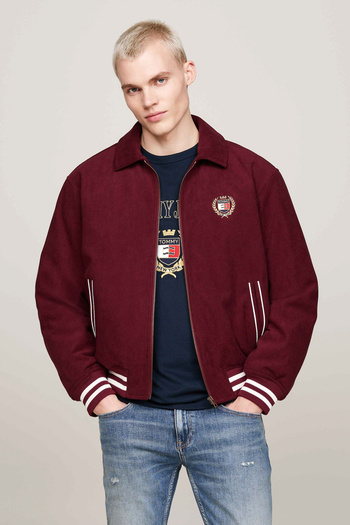 Tommy Jeans Men's Burgundy Coat - Dm0Dm19626Vlp Crest Cord Letterman