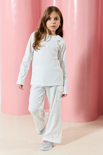 TRENDYOLKIDS Ecru sima kötött alsó-felső készlet TKDAW25AU00104