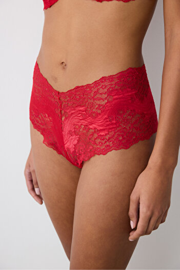 Penti Lace Lace Boyshort Red Hipster Panties