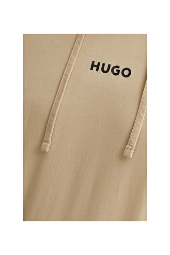 HUGO Erkek Kapşonlu Yaka Regular Fit Pamuklu Uzun Kollu Krem Sweatshirt 50518693-281