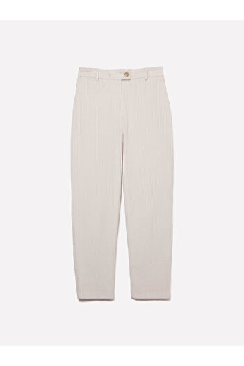 Sisley Women's Beige Elastic Waisted Back Velvet Trousers