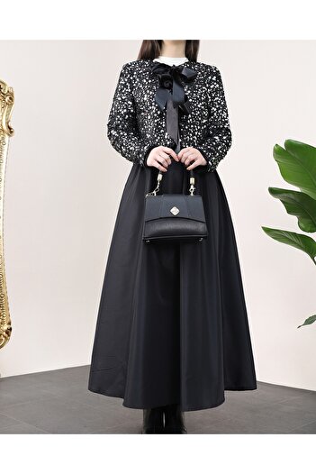 Modamorfo Sequin Sequin Jacket Taffeta Set - Silver