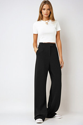 VAGGON Women's Double Pocket Palazzo Pants with Black Lycra and Velcro Closure - Prm1345