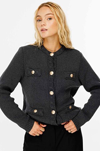 Hooopstore Boucle Textured Smoked Cardigan