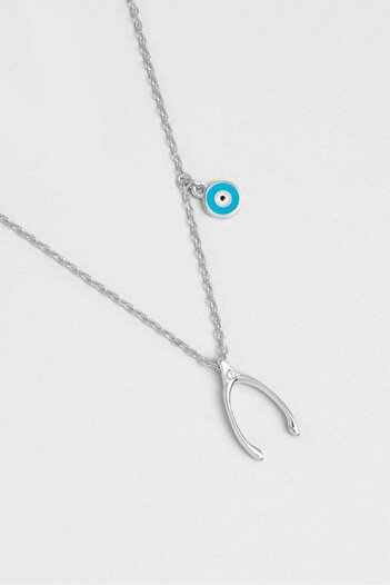 So CHIC... Lades Kemiği 18 Ayar Beyaz  Altın Kaplama 45 Cm Minimal Gümüş Kolye