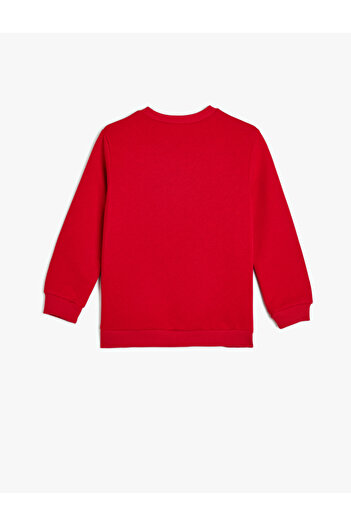 Koton Long Sleeve Crew Neck College Printed Raised Sweatshirt
