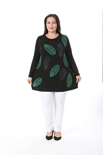 XL Modam Women's Black Print Plus Size Tunic