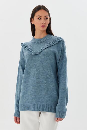 Shopping Shop Pulover BEBE BLUE V cu guler cu volane